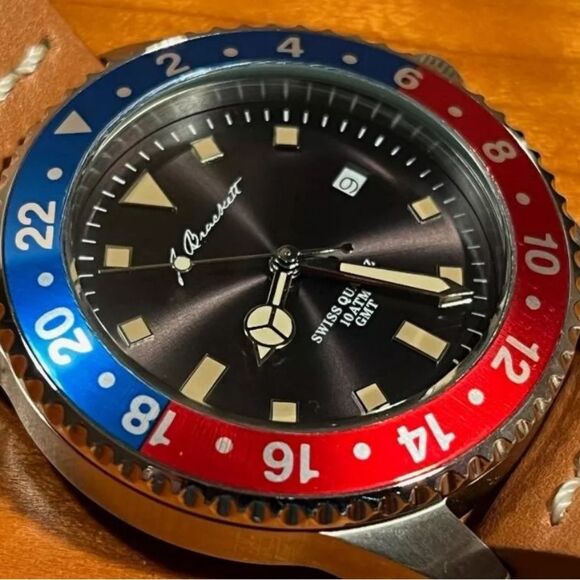 J. Brackett Greenwich Men’s Watch Stainless Steel | Swiss Ronda Quartz | GMT - Picture 7 of 8